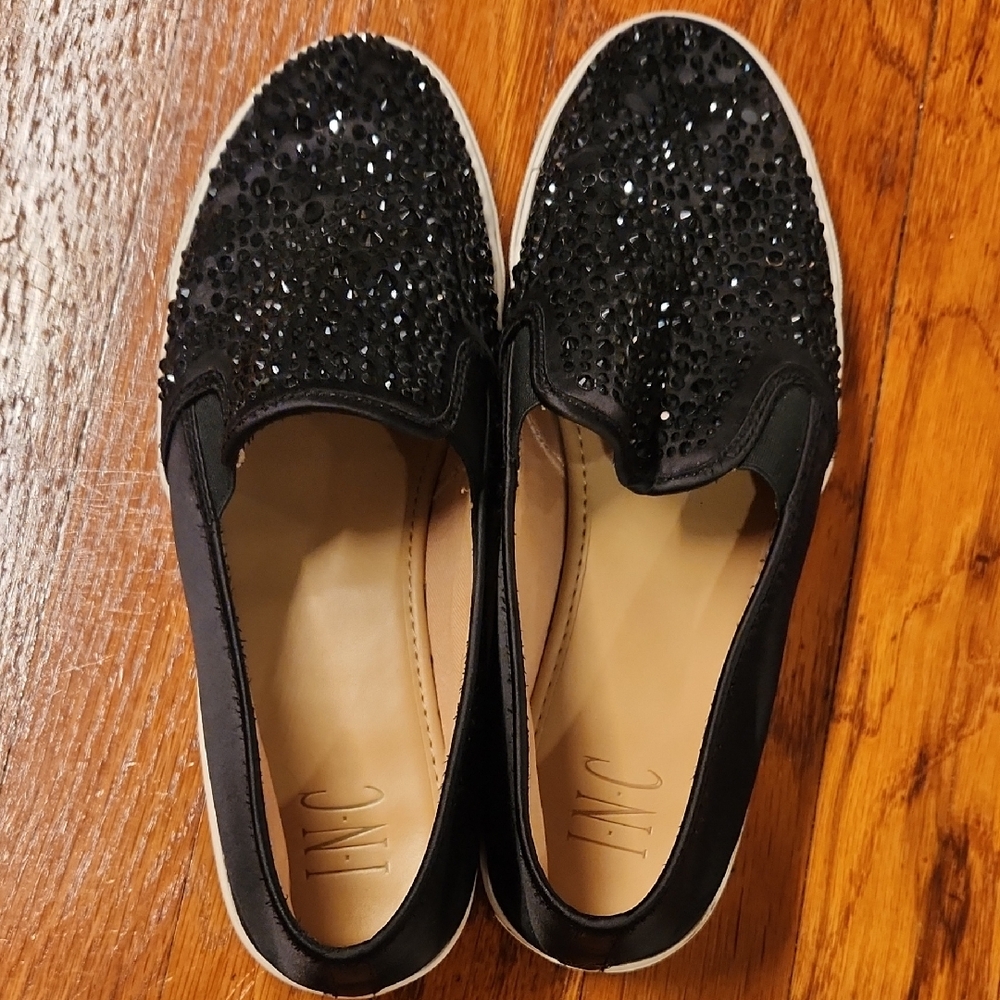 INC International Concepts Women's Black Embellished Sneakers